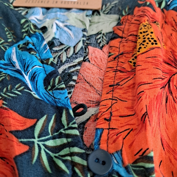 ATL Abel The Label Floral Dress Fantasy XS Blue Orange Green Short Sleeve - Picture 3 of 10